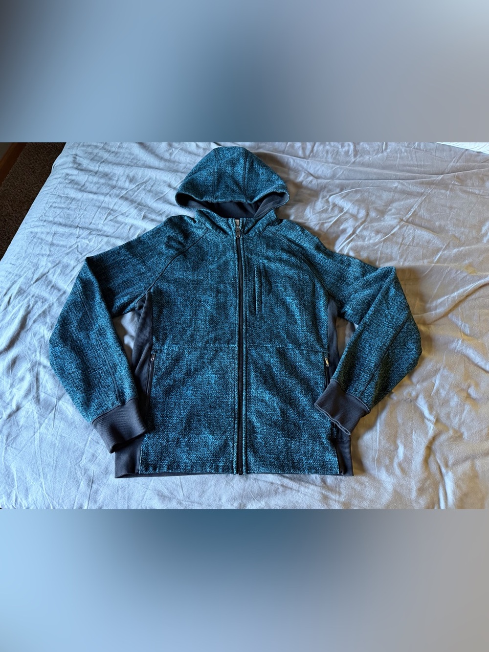 Lululemon Men’s Best Coast Hoodie-Trek Texture Blue Depth Black